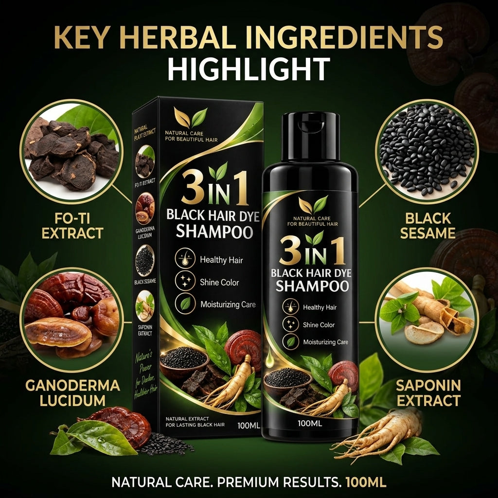 3 In 1 Black Hair Dye Shampoo (BUY 1 GET 1 FREE)