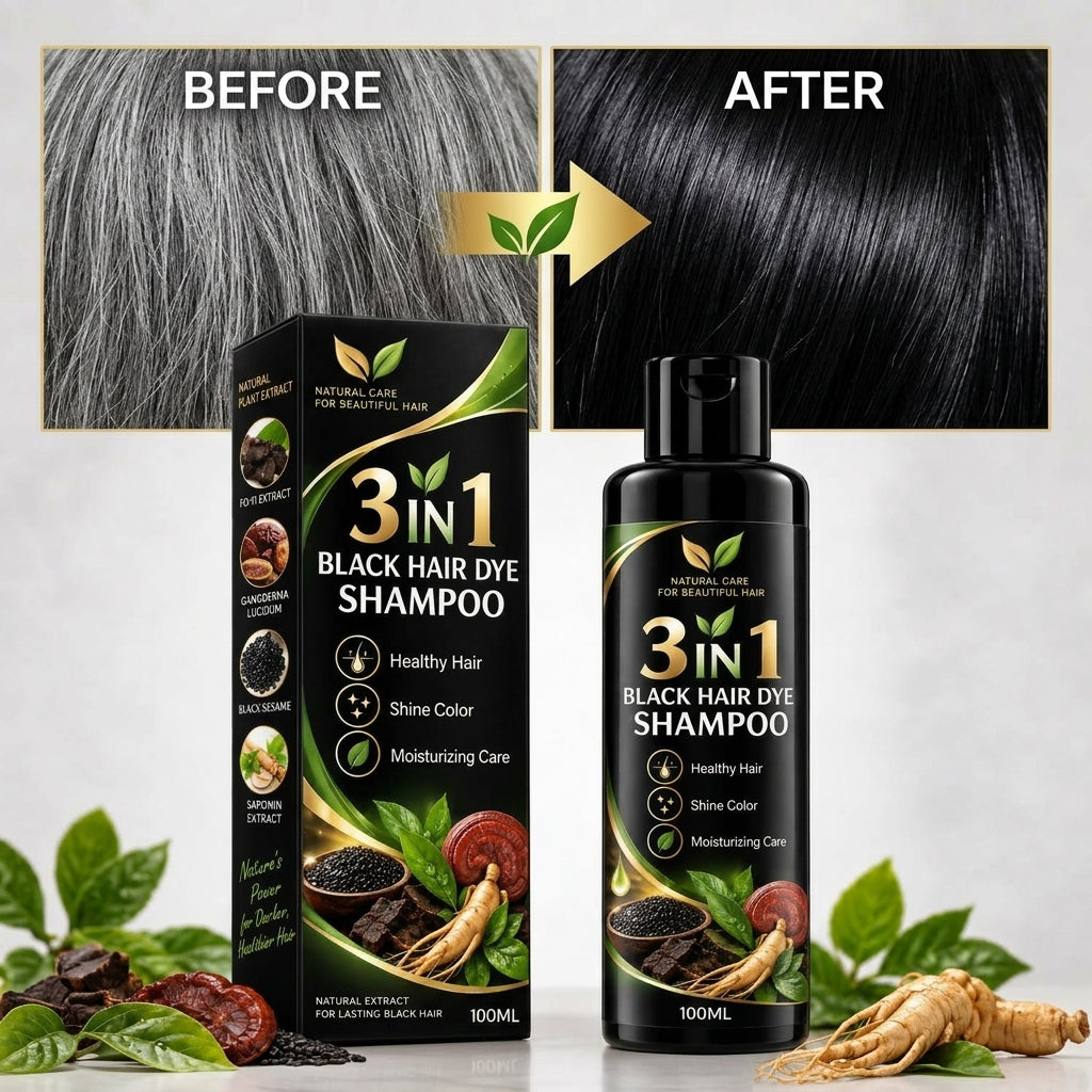 3 In 1 Black Hair Dye Shampoo (BUY 1 GET 1 FREE)