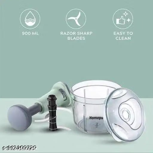 Deep Store Food & Vegetable Chopper With 3 Blades and 1 Plastic Whisker,Manual Chopper,850ml,pack of 1